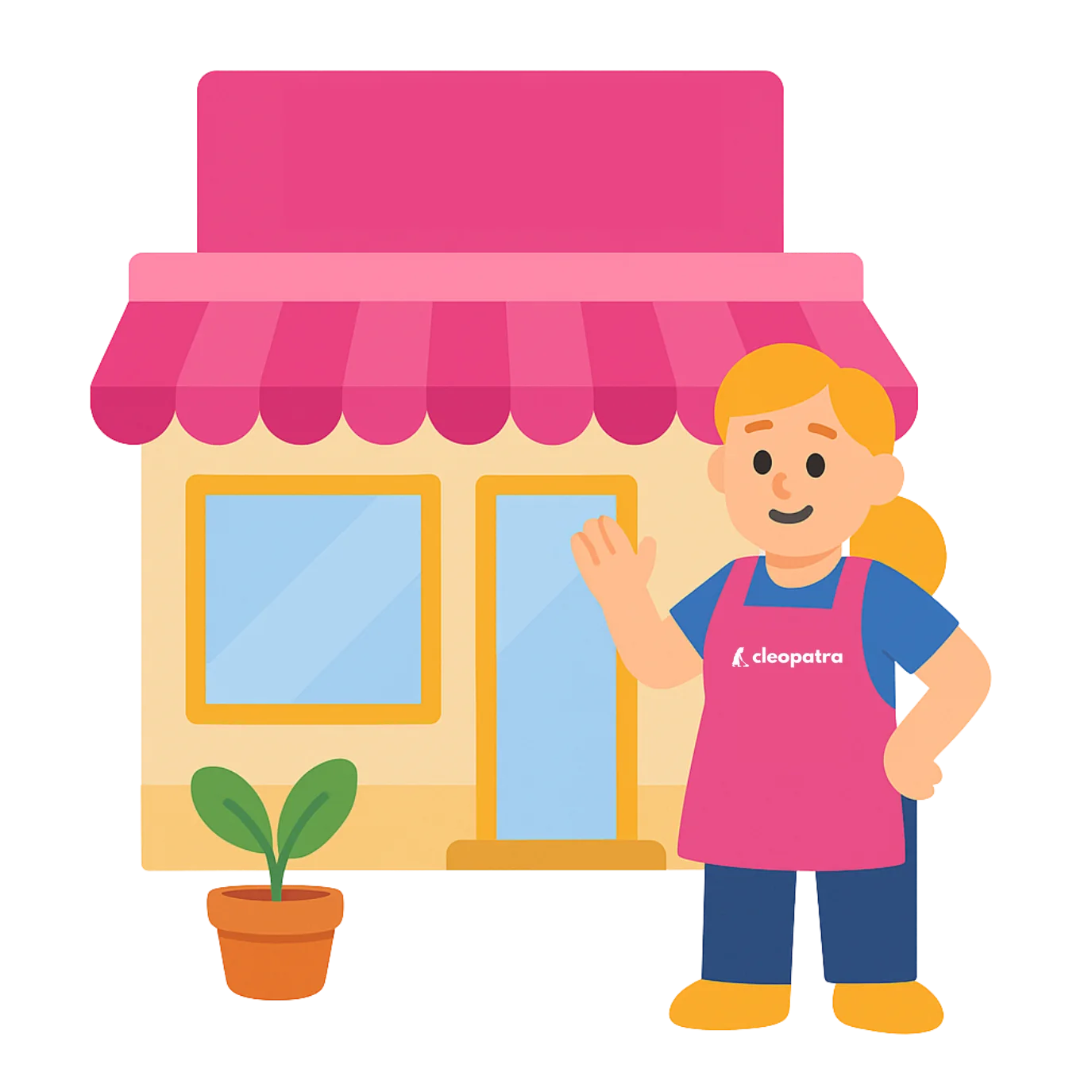 Storefront with cleaner
