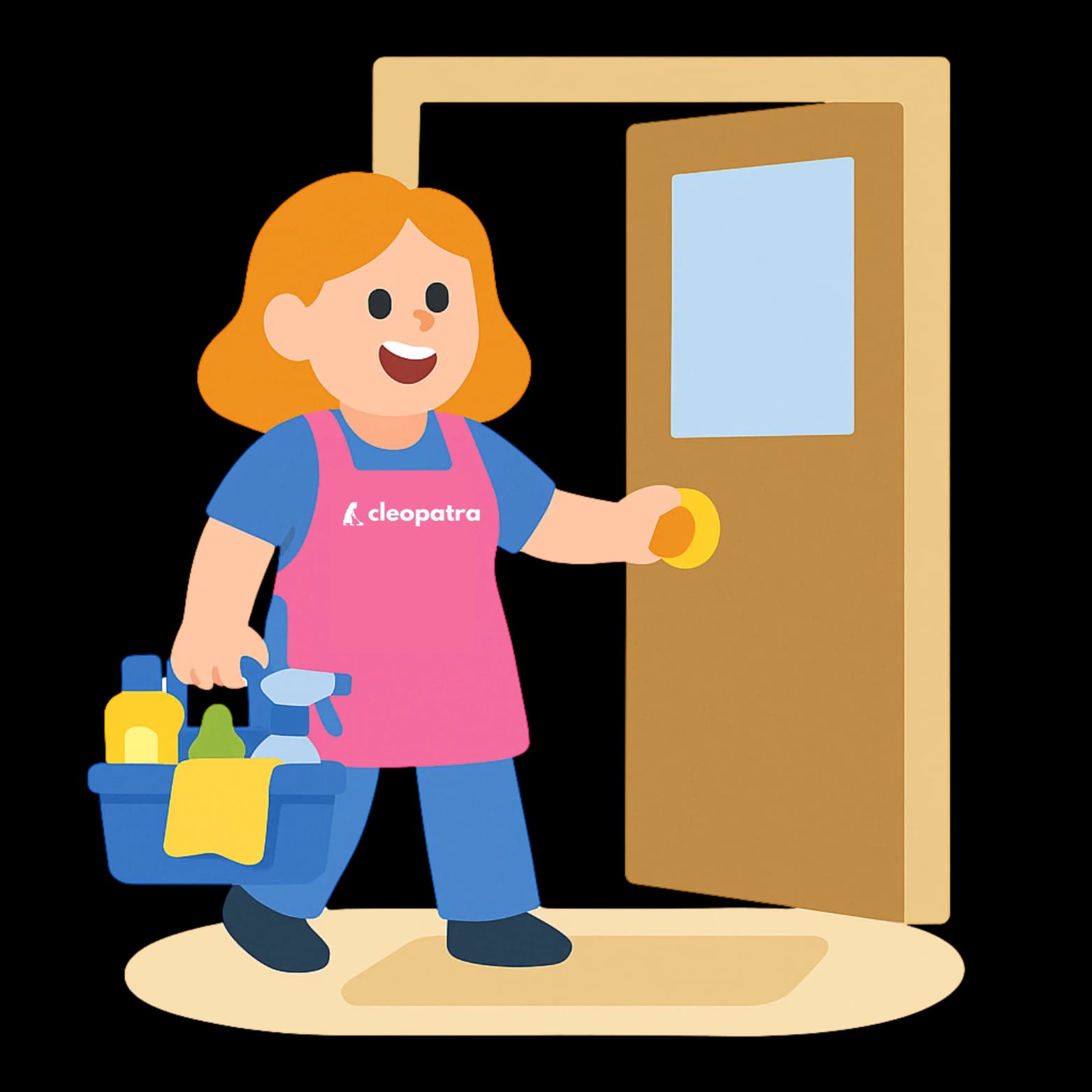 Cleaner arriving with supplies